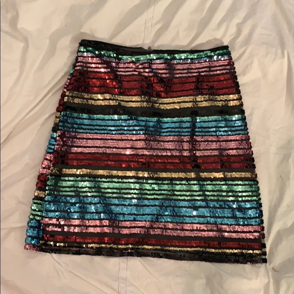 Multi colored sequin stripe skirt